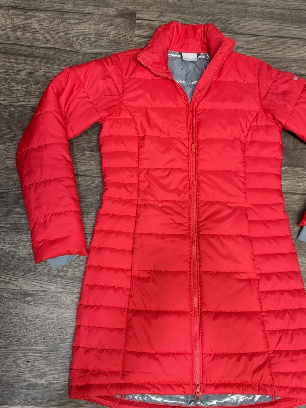 Columbia Women’s S Red Omni-Heat Long Puffer Coat Full Zip - Picture 6 of 12